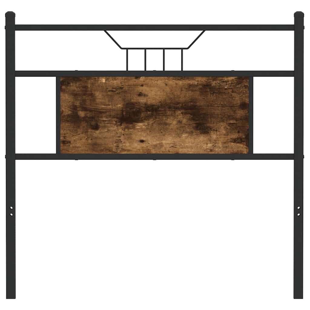 Hoofdbord 80 cm bewerkt hout en staal gerookt eikenkleurig