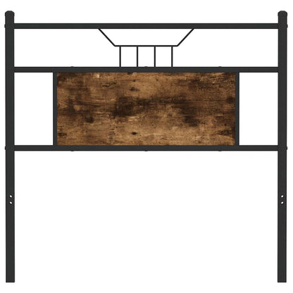 Hoofdbord 80 cm bewerkt hout en staal gerookt eikenkleurig