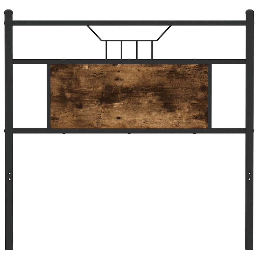 Hoofdbord 80 cm bewerkt hout en staal gerookt eikenkleurig