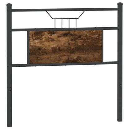 Hoofdbord 80 cm bewerkt hout en staal gerookt eikenkleurig