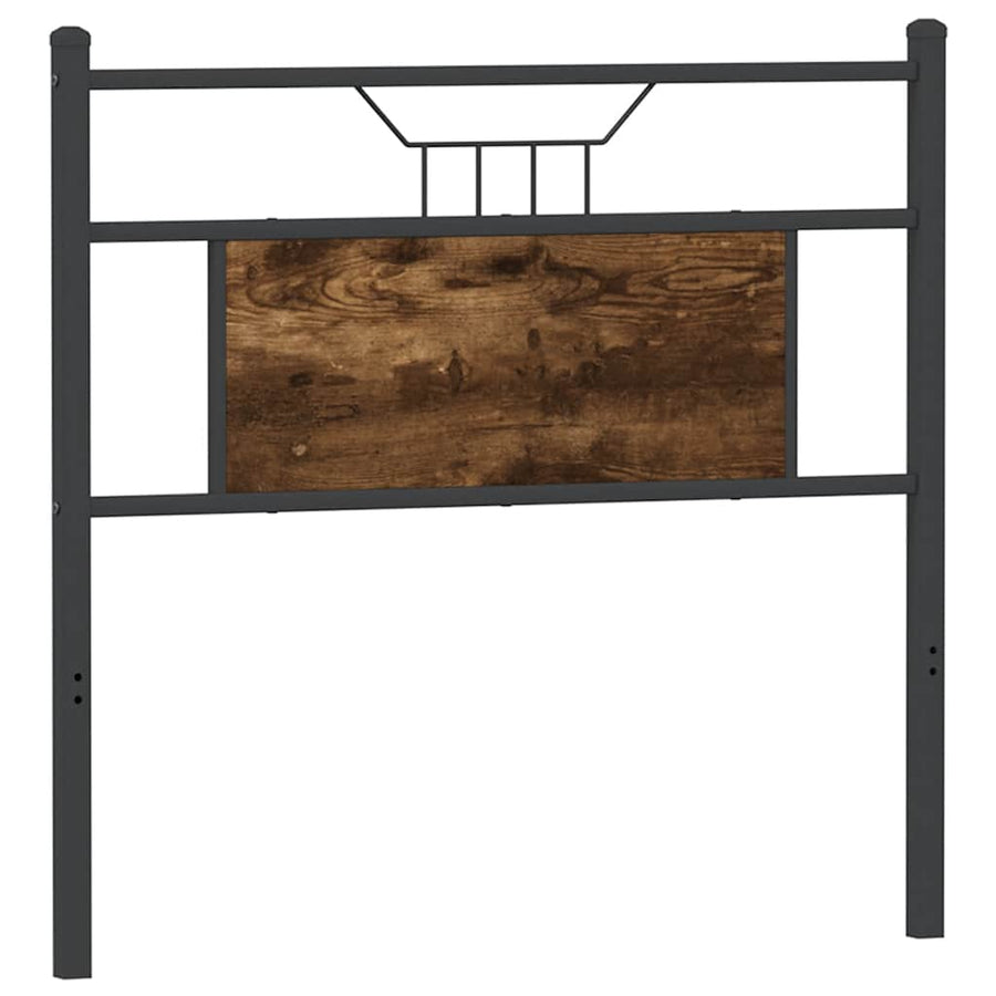 Hoofdbord 80 cm bewerkt hout en staal gerookt eikenkleurig