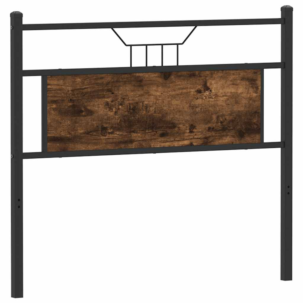 Hoofdbord 100 cm bewerkt hout en staal gerookt eikenkleurig