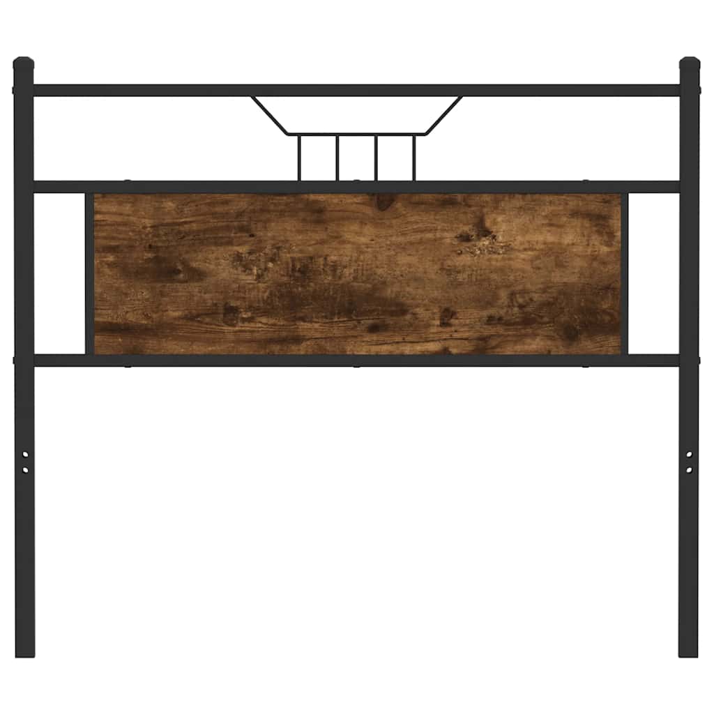 Hoofdbord 107 cm bewerkt hout en staal gerookt eikenkleurig