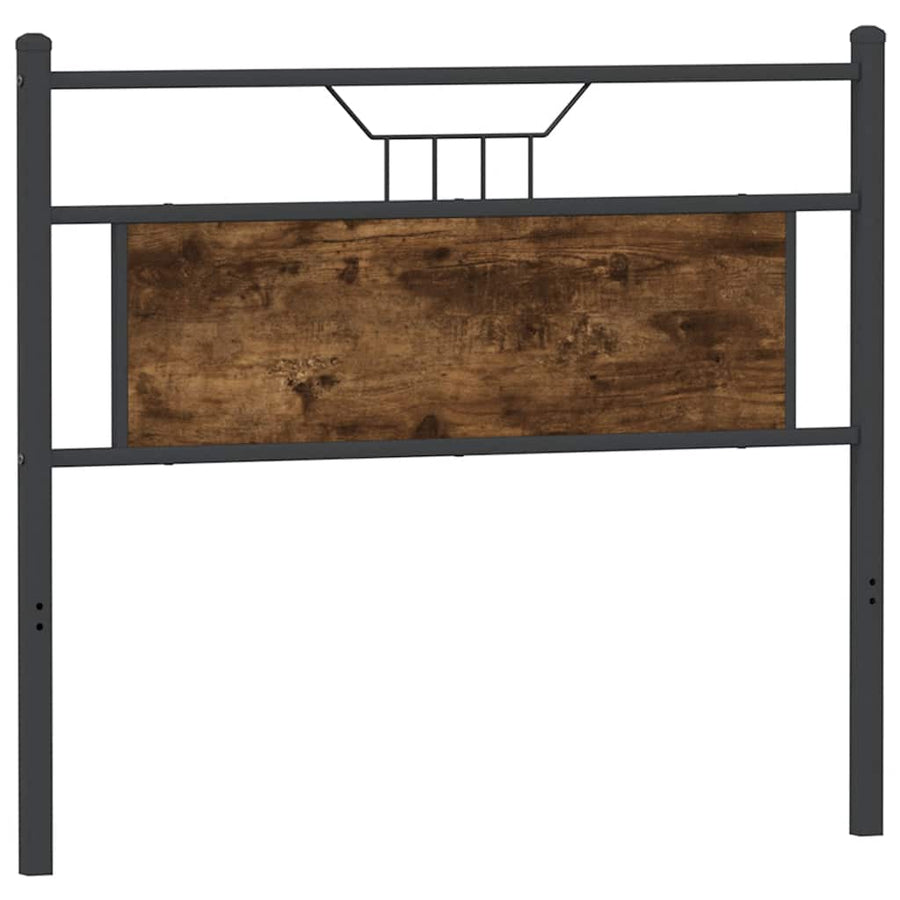 Hoofdbord 107 cm bewerkt hout en staal gerookt eikenkleurig