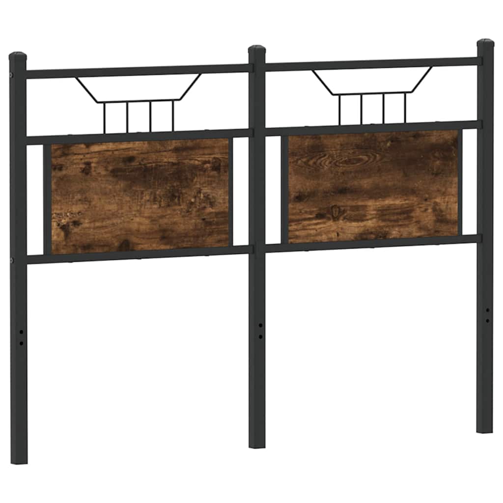 Hoofdbord 120 cm bewerkt hout en staal gerookt eikenkleurig