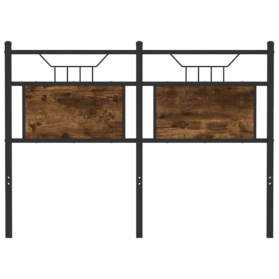 Hoofdbord 120 cm bewerkt hout en staal gerookt eikenkleurig