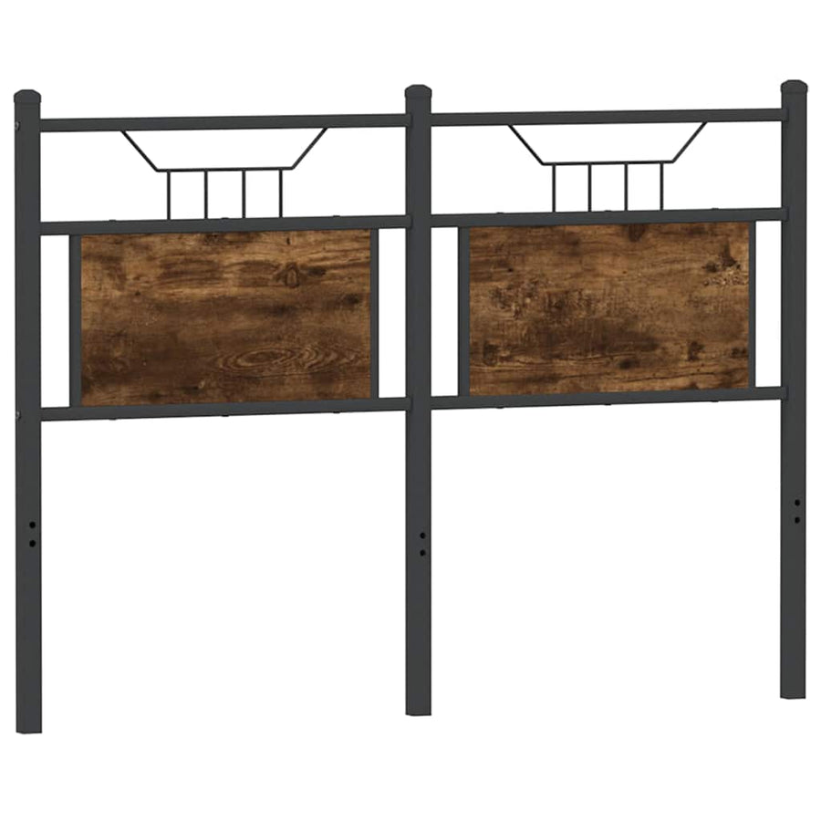Hoofdbord 120 cm bewerkt hout en staal gerookt eikenkleurig