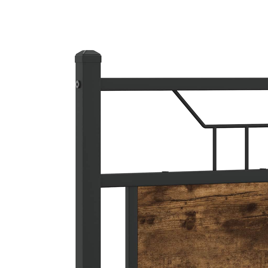 Hoofdbord 120 cm bewerkt hout en staal gerookt eikenkleurig