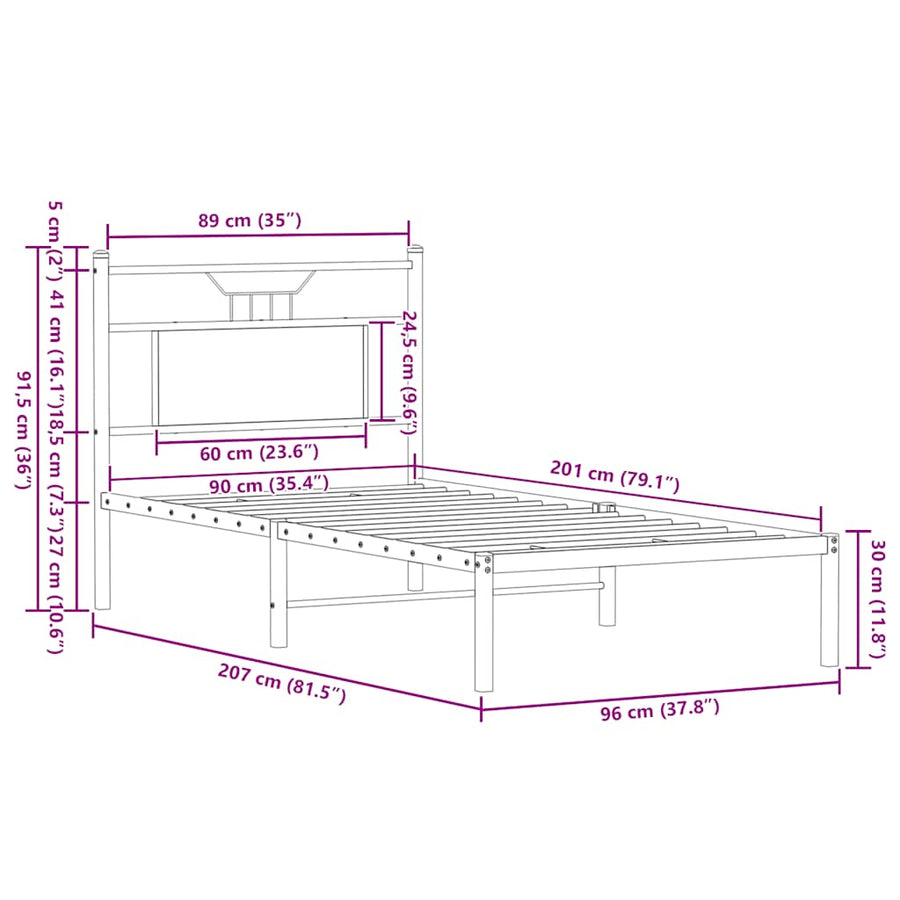 Bedframe zonder matras hout sonoma eikenkleurig 90x200 cm