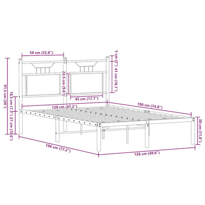 Bedframe zonder matras hout sonoma eikenkleurig 120x190 cm