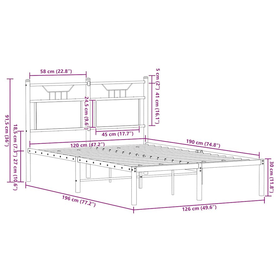 Bedframe zonder matras hout sonoma eikenkleurig 120x190 cm