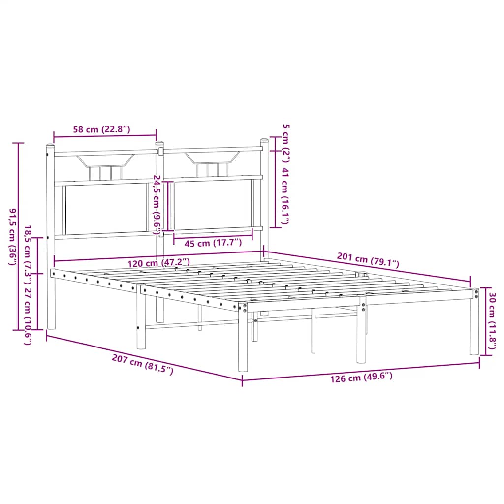 Bedframe zonder matras hout sonoma eikenkleurig 120x200 cm