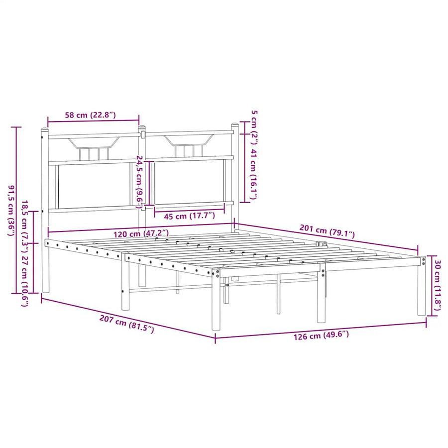 Bedframe zonder matras hout sonoma eikenkleurig 120x200 cm