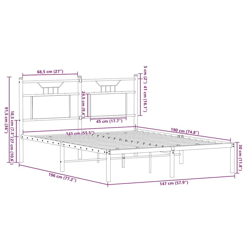 Bedframe zonder matras hout sonoma eikenkleurig 140x190 cm