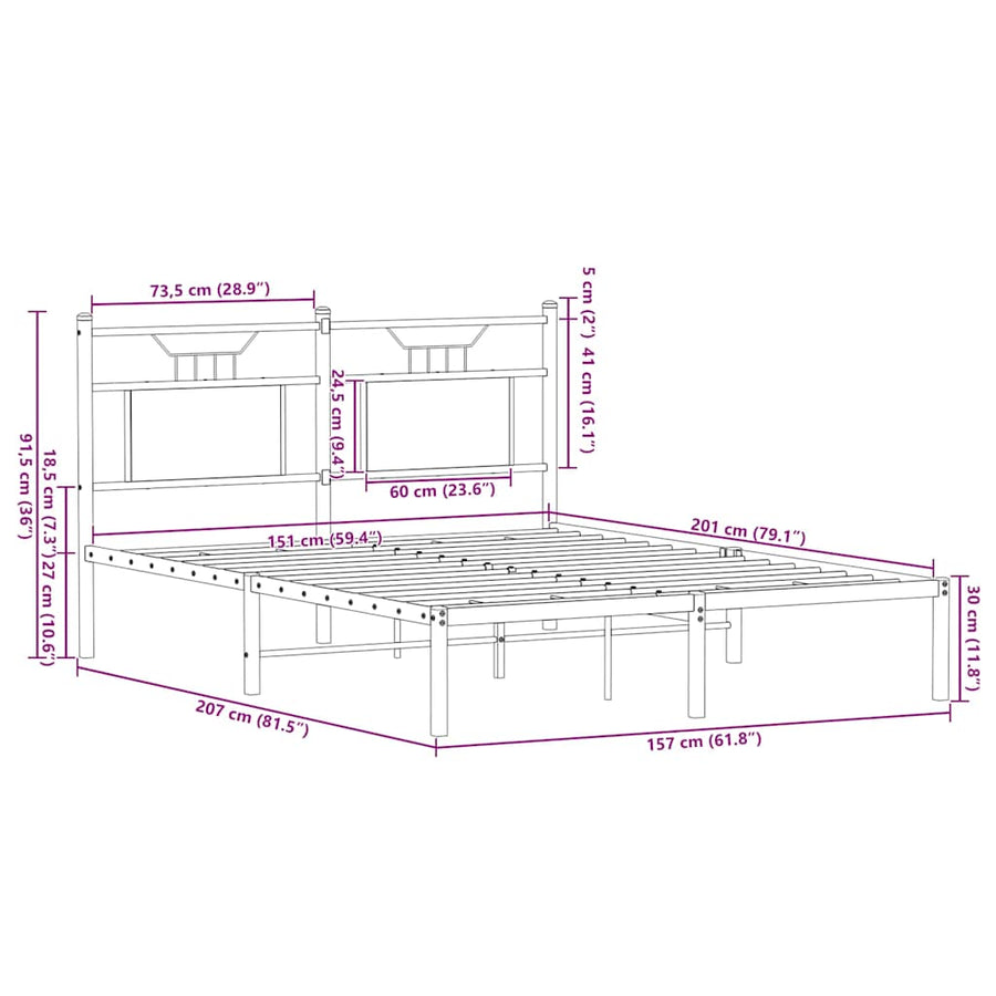 Bedframe zonder matras hout sonoma eikenkleurig 150x200 cm
