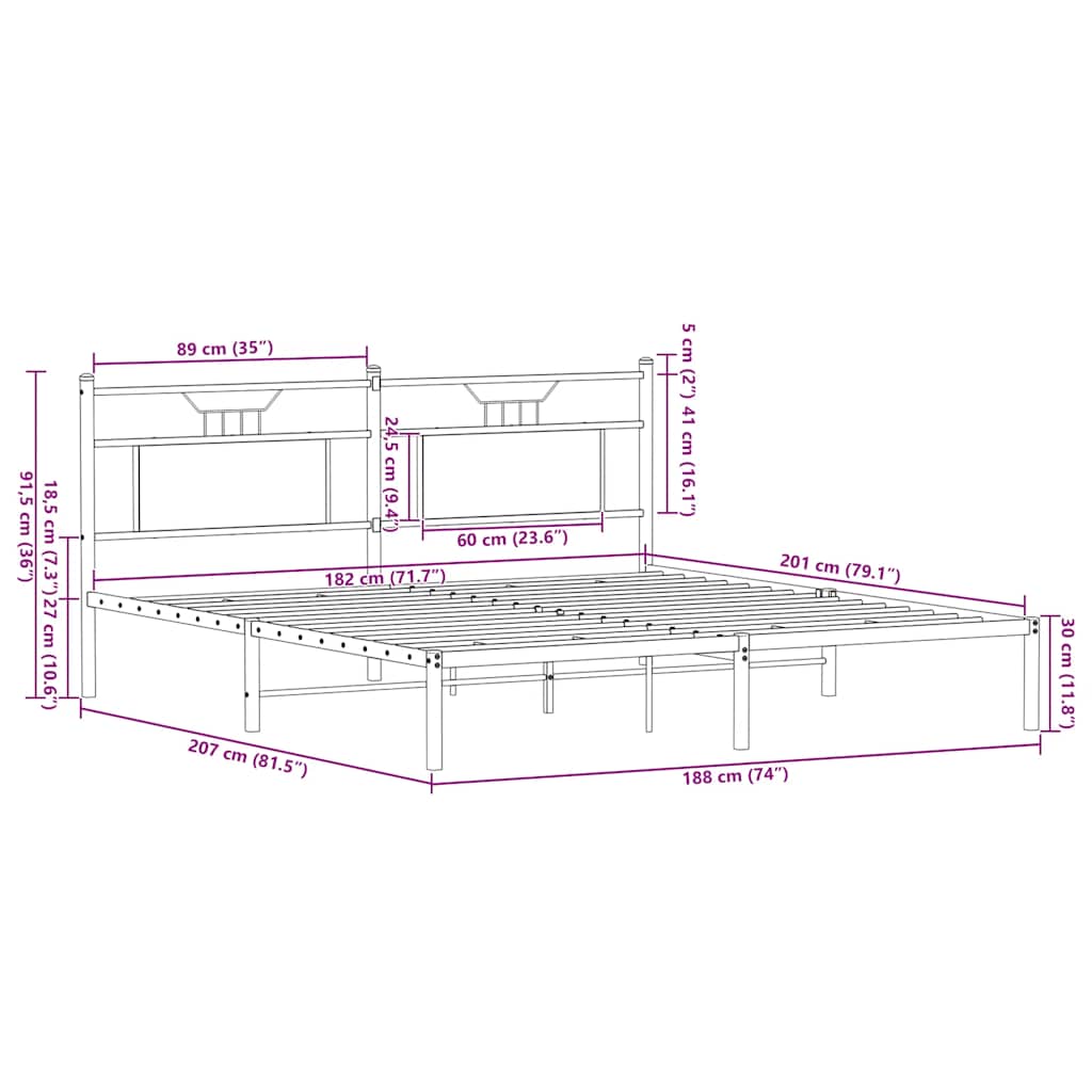 Bedframe zonder matras hout sonoma eikenkleurig 183x203 cm