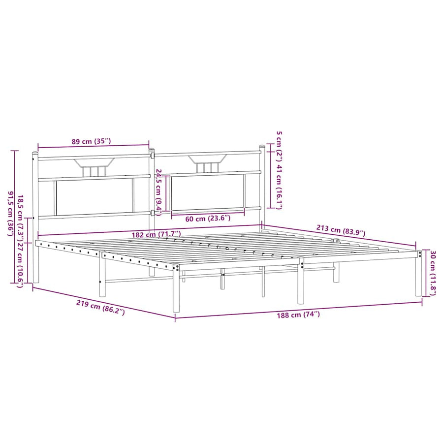 Bedframe zonder matras 183x213cm spaanplaat sonoma eikenkleurig