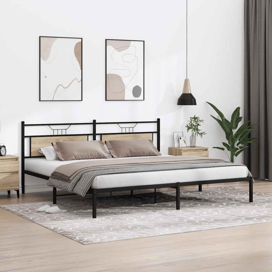 Bedframe zonder matras 193x203cm spaanplaat sonoma eikenkleurig