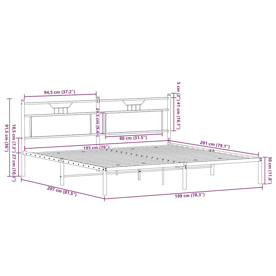 Bedframe zonder matras 193x203cm spaanplaat sonoma eikenkleurig
