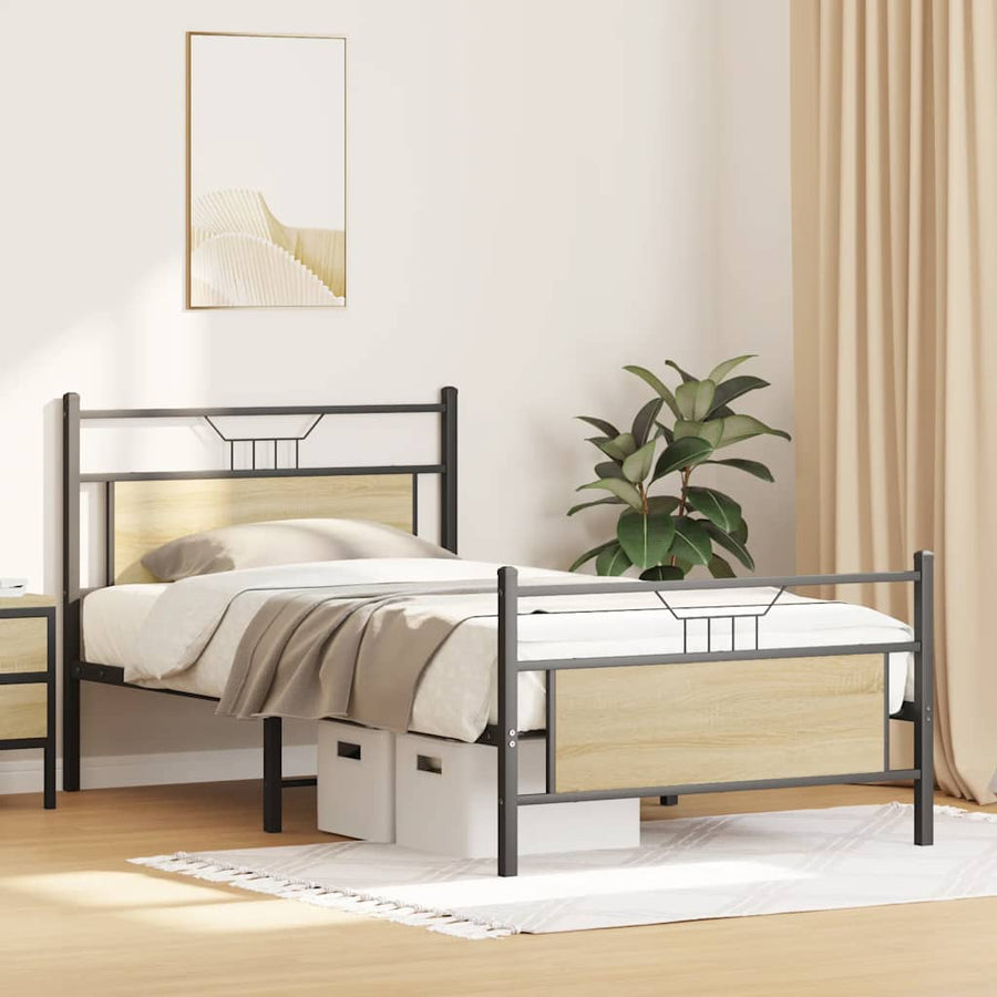 Bedframe zonder matras hout sonoma eikenkleurig 100x190 cm