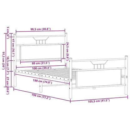 Bedframe zonder matras hout sonoma eikenkleurig 100x190 cm
