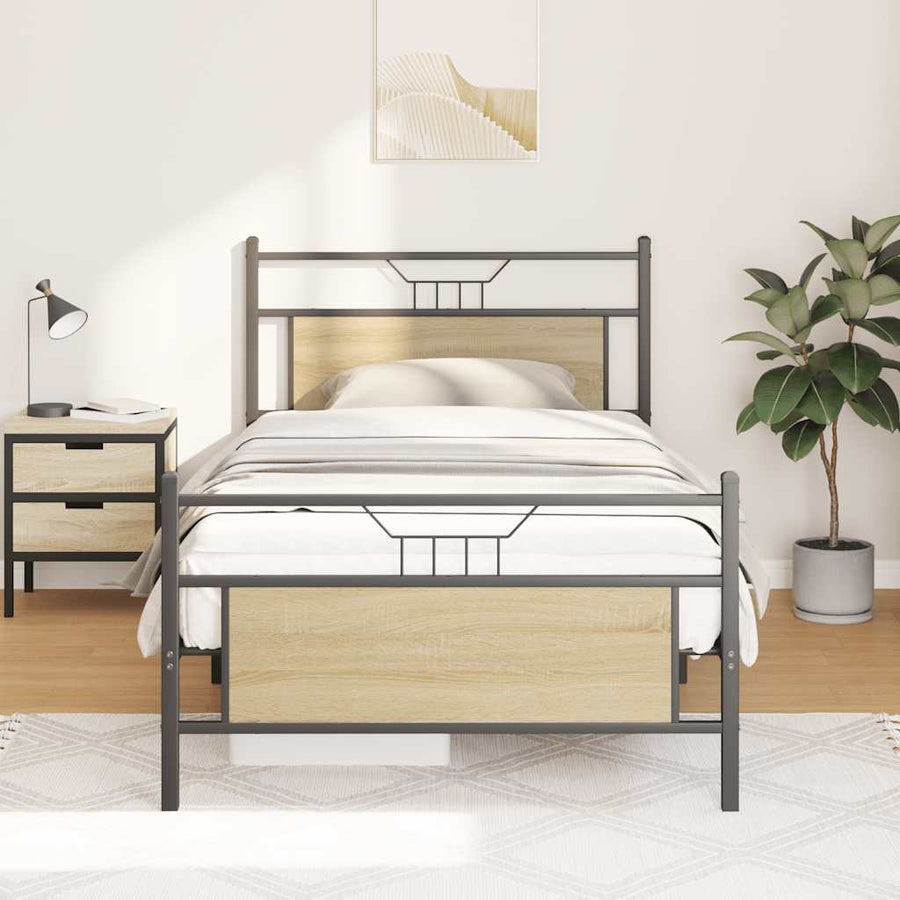 Bedframe zonder matras 107x203cm spaanplaat sonoma eikenkleurig