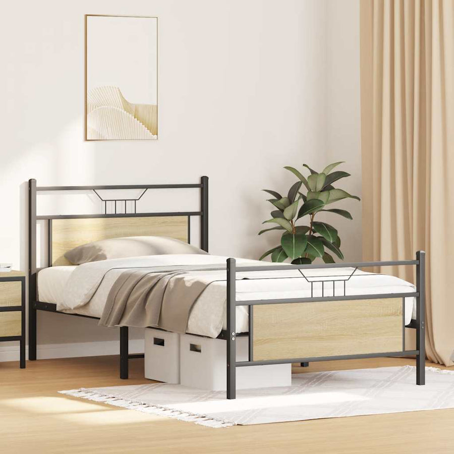 Bedframe zonder matras 107x203cm spaanplaat sonoma eikenkleurig