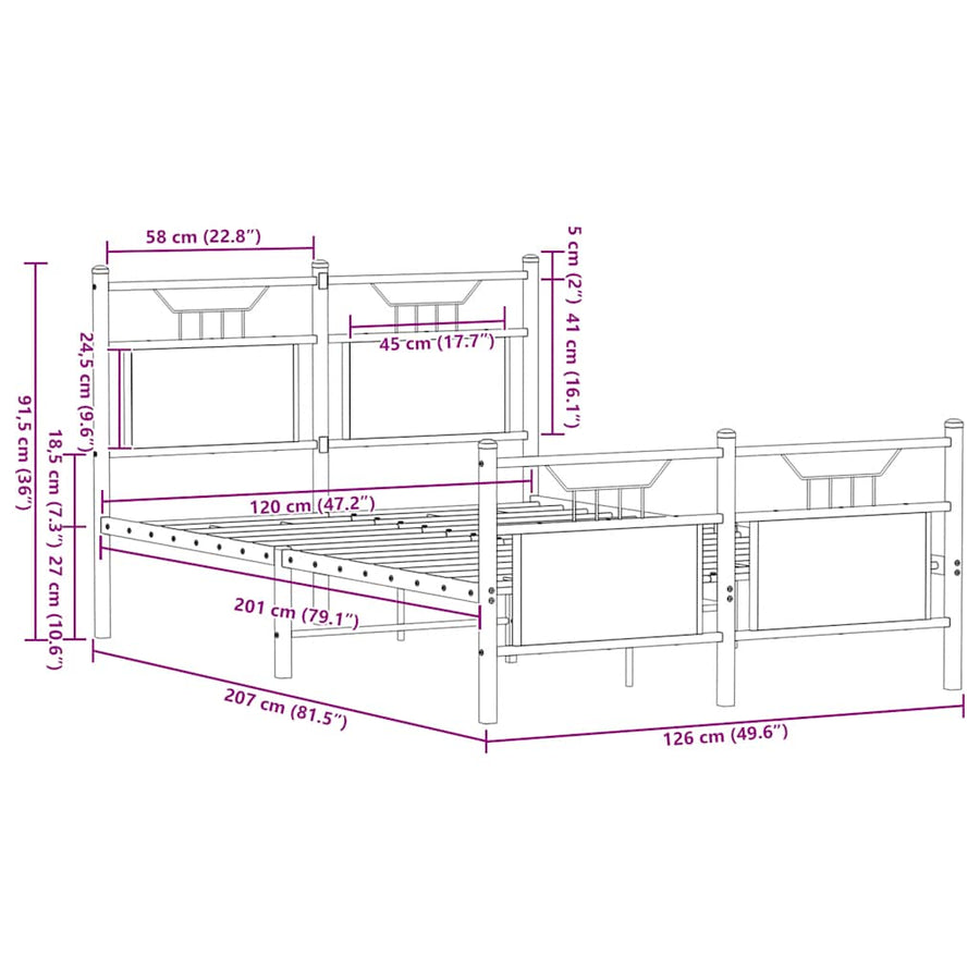 Bedframe zonder matras hout sonoma eikenkleurig 120x200 cm
