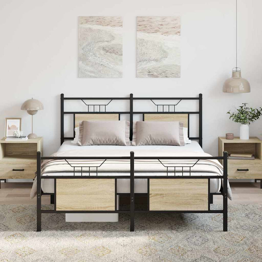 Bedframe zonder matras hout sonoma eikenkleurig 137x190 cm
