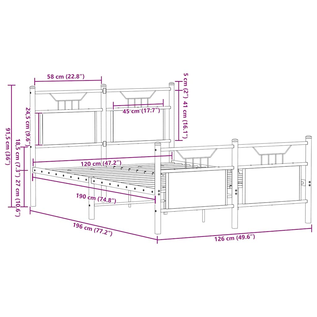 Bedframe zonder matras hout sonoma eikenkleurig 137x190 cm