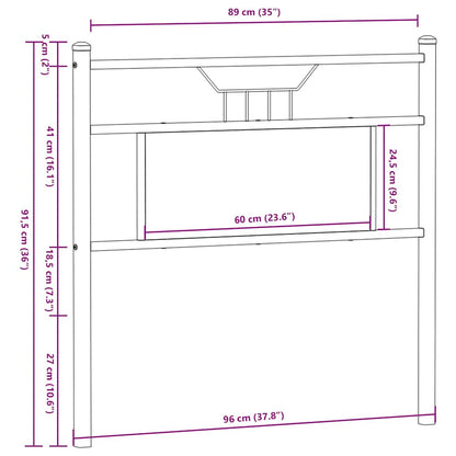 Hoofdbord Spaanplaat Kleurig Hout En Staal 90 cm Sonoma eiken