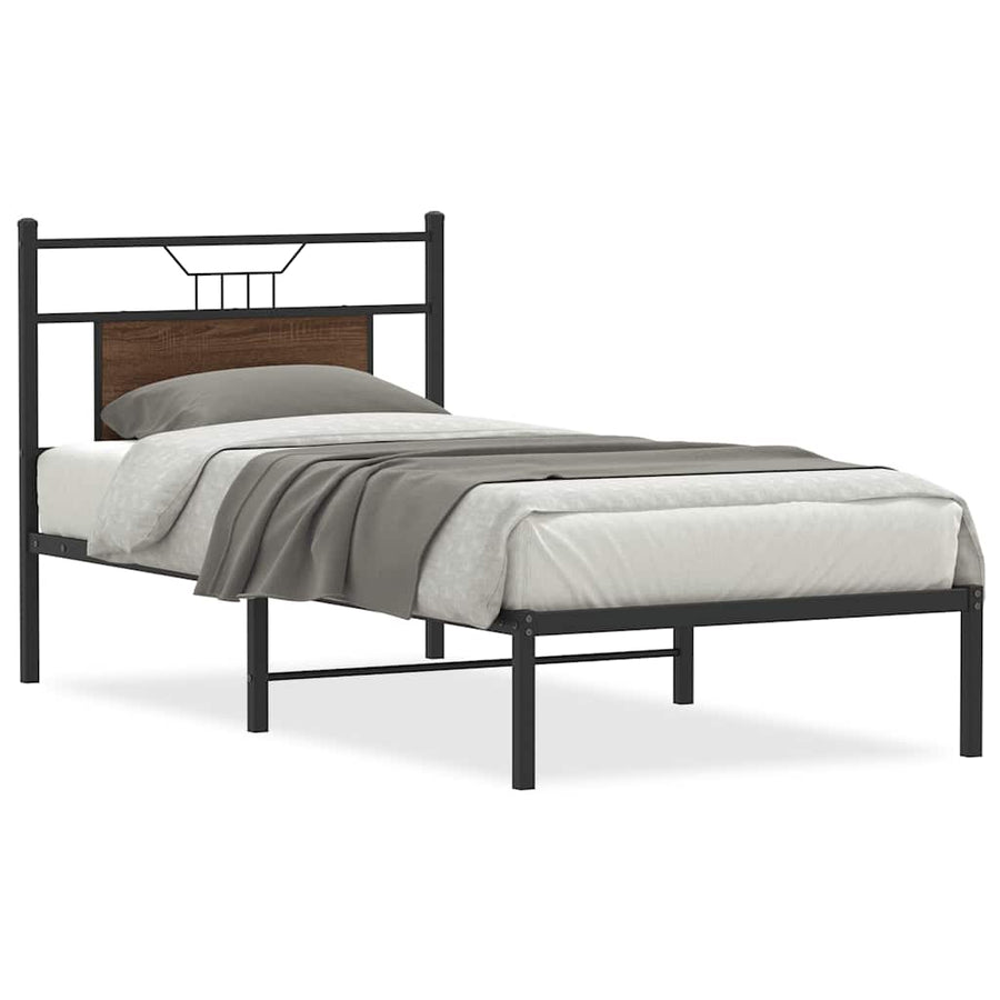 Bedframe zonder matras bewerkt hout bruin eikenkleur 75x190 cm