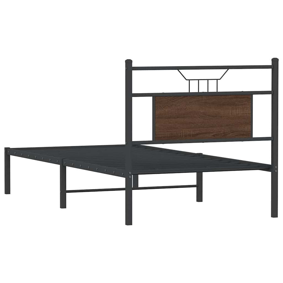 Bedframe zonder matras bewerkt hout bruin eikenkleur 75x190 cm