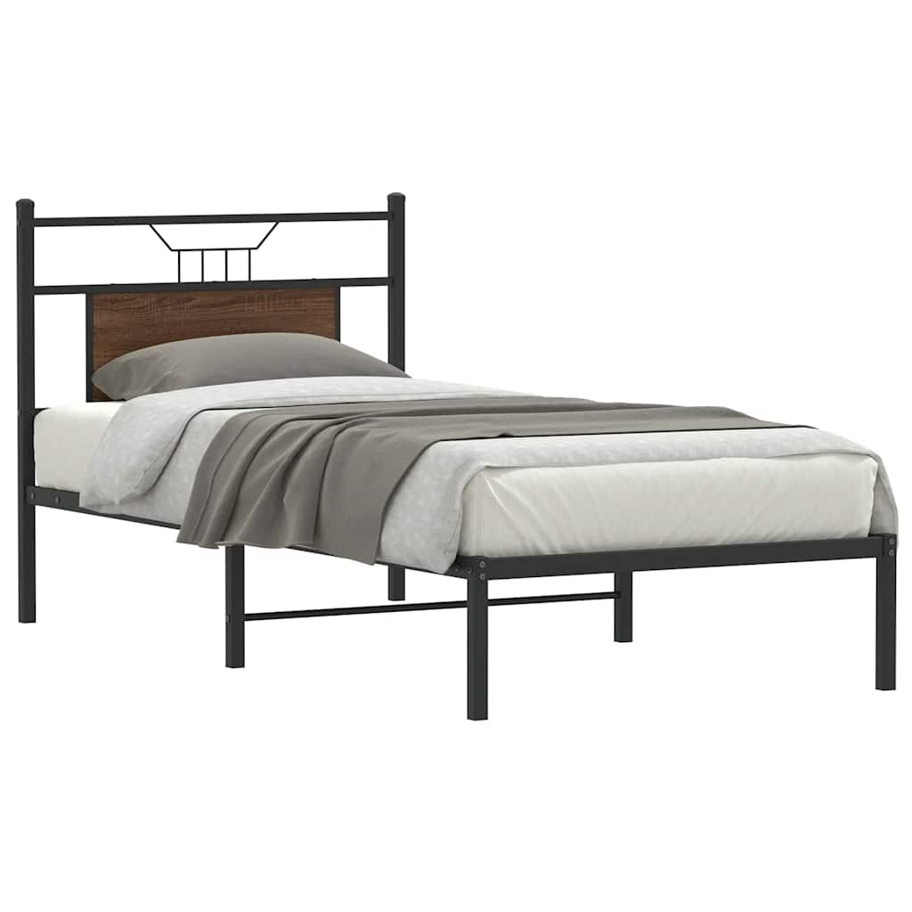 Bedframe zonder matras bewerkt hout bruin eikenkleur 75x190 cm