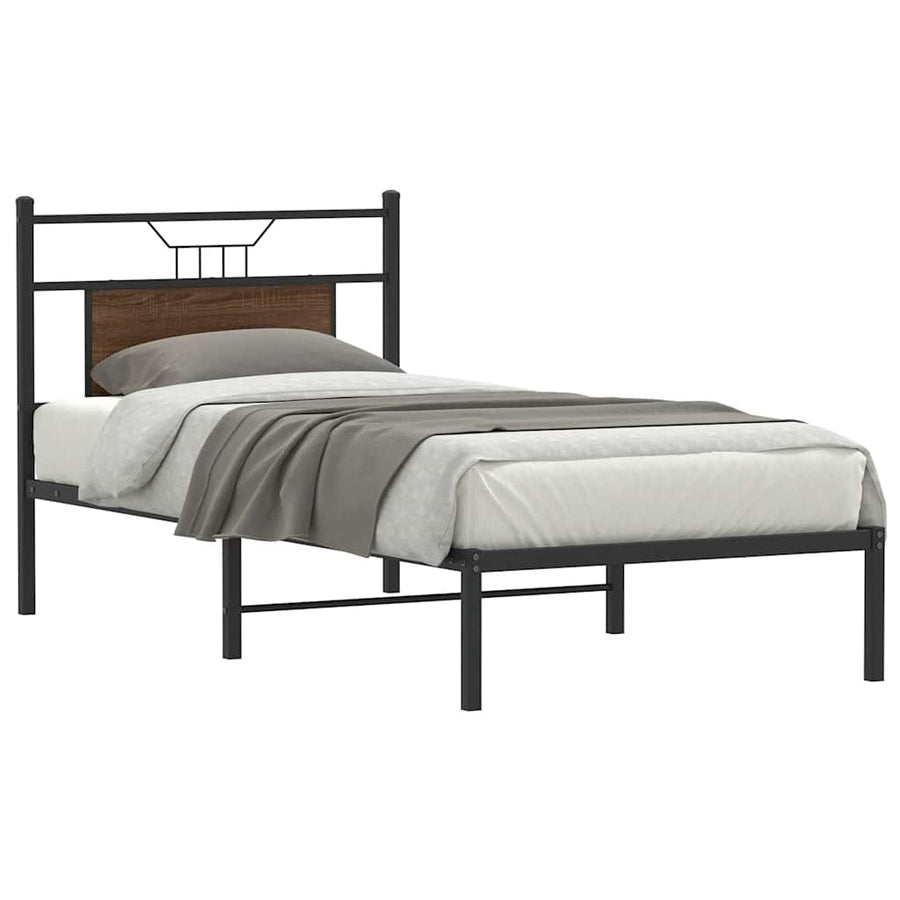 Bedframe zonder matras bewerkt hout bruin eikenkleur 75x190 cm