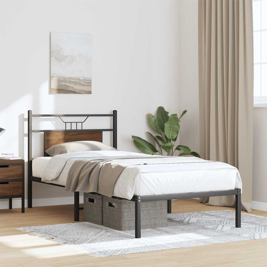 Bedframe zonder matras bewerkt hout bruin eikenkleur 80x200 cm