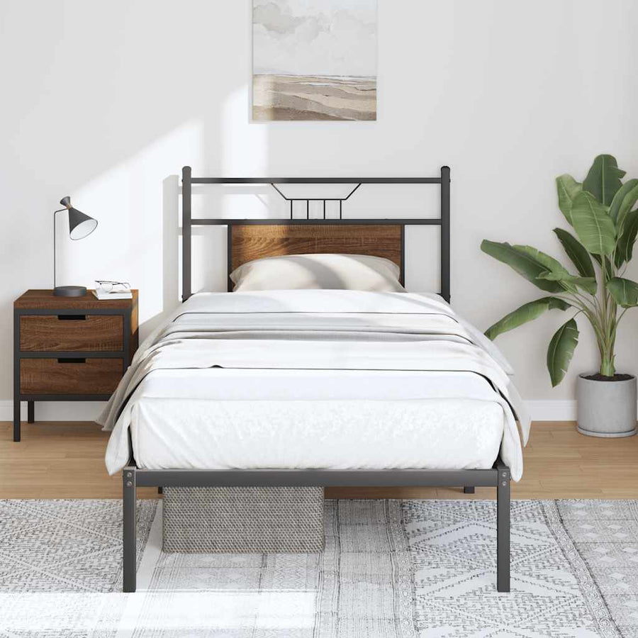 Bedframe zonder matras bewerkt hout bruin eikenkleur 90x190 cm