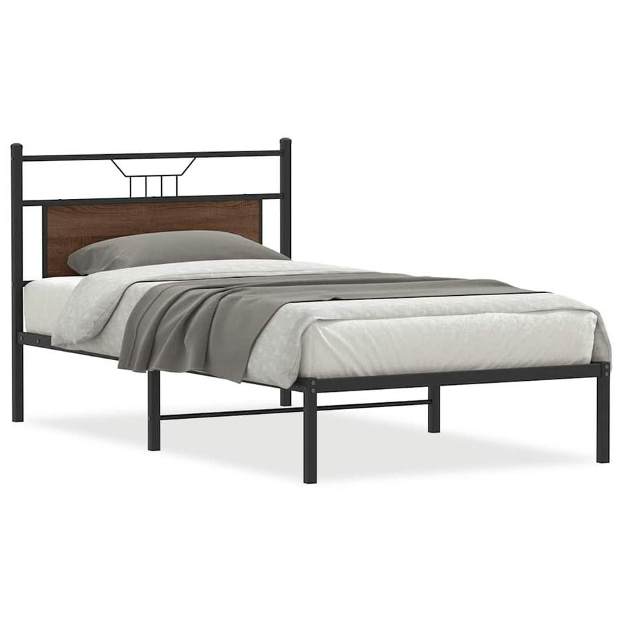 Bedframe zonder matras bewerkt hout bruin eikenkleur 100x190 cm