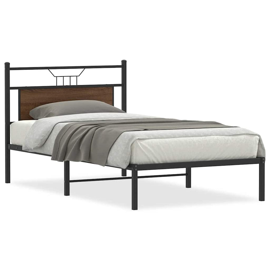Bedframe zonder matras bewerkt hout bruin eikenkleur 100x200 cm