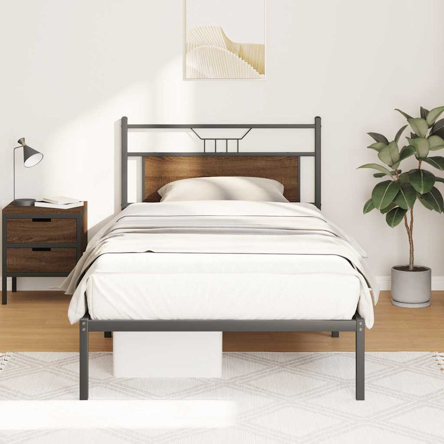 Bedframe zonder matras bewerkt hout bruin eikenkleur 100x200 cm