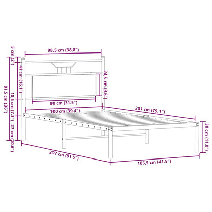 Bedframe zonder matras bewerkt hout bruin eikenkleur 100x200 cm