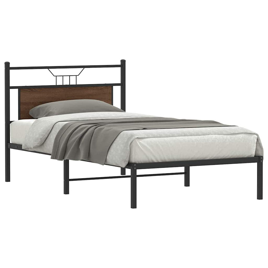 Bedframe zonder matras bewerkt hout bruin eikenkleur 100x200 cm