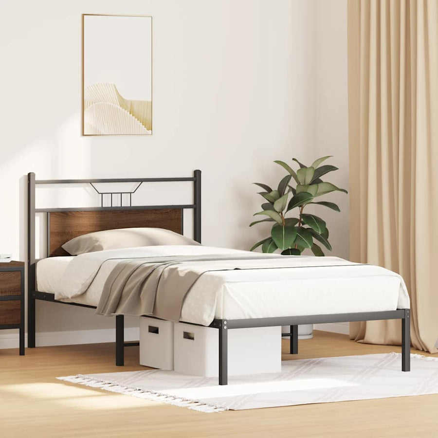 Bedframe zonder matras 107x203 cm spaanplaat bruin eikenkleurig