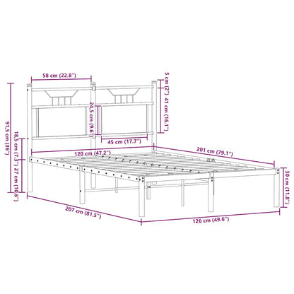 Bedframe zonder matras bewerkt hout bruin eikenkleur 120x200 cm