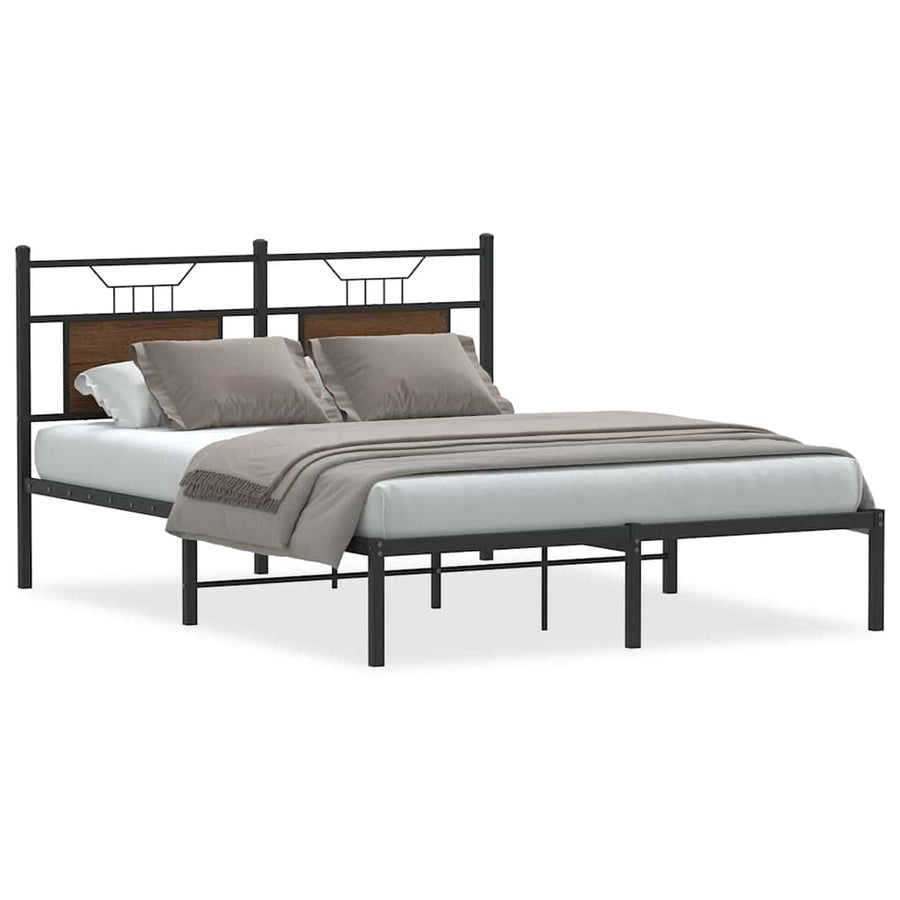 Bedframe zonder matras bewerkt hout bruin eikenkleur 137x190 cm
