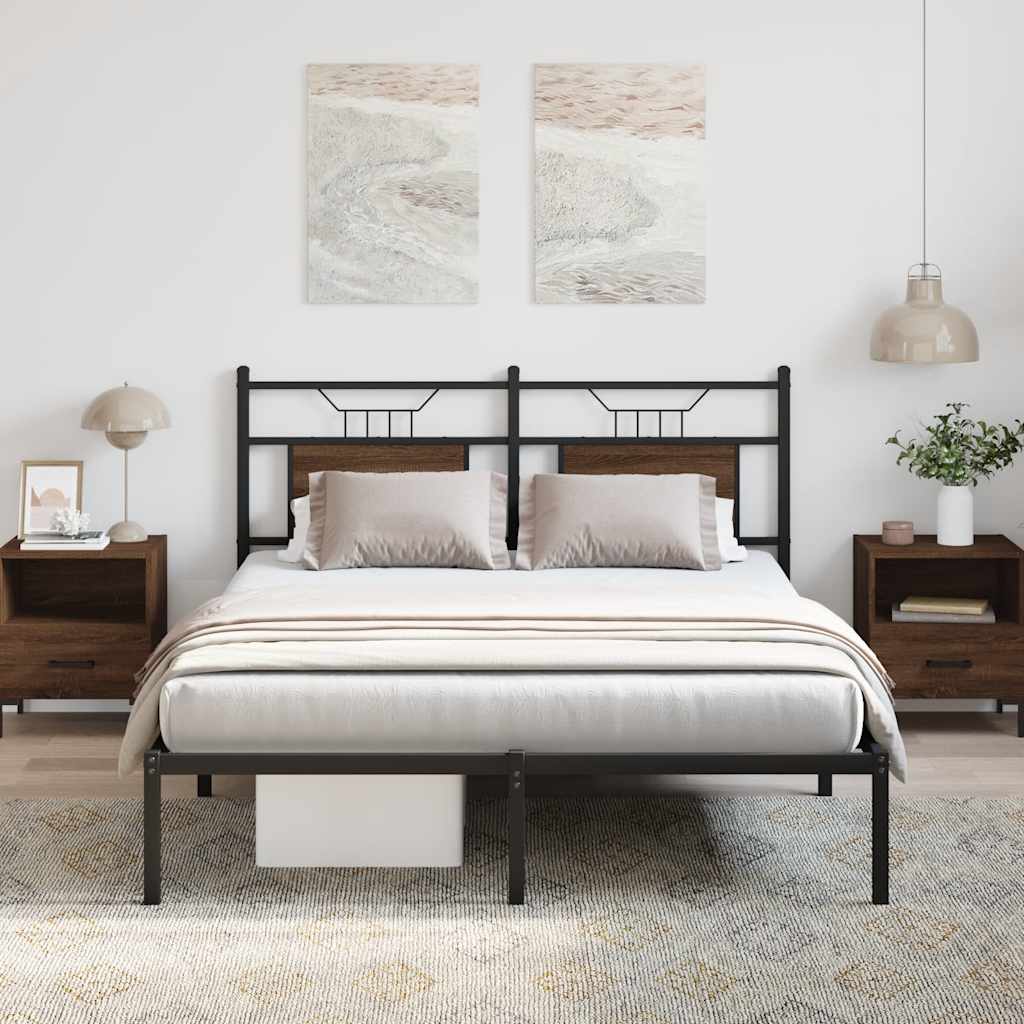 Bedframe zonder matras bewerkt hout bruin eikenkleur 137x190 cm