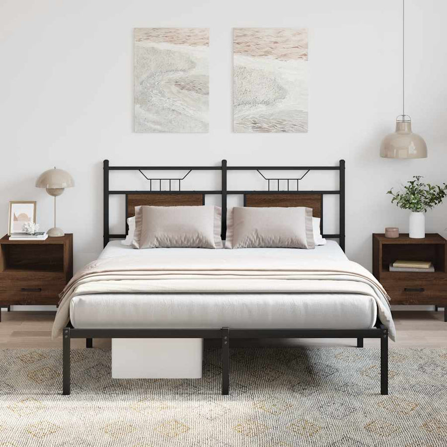 Bedframe zonder matras bewerkt hout bruin eikenkleur 137x190 cm
