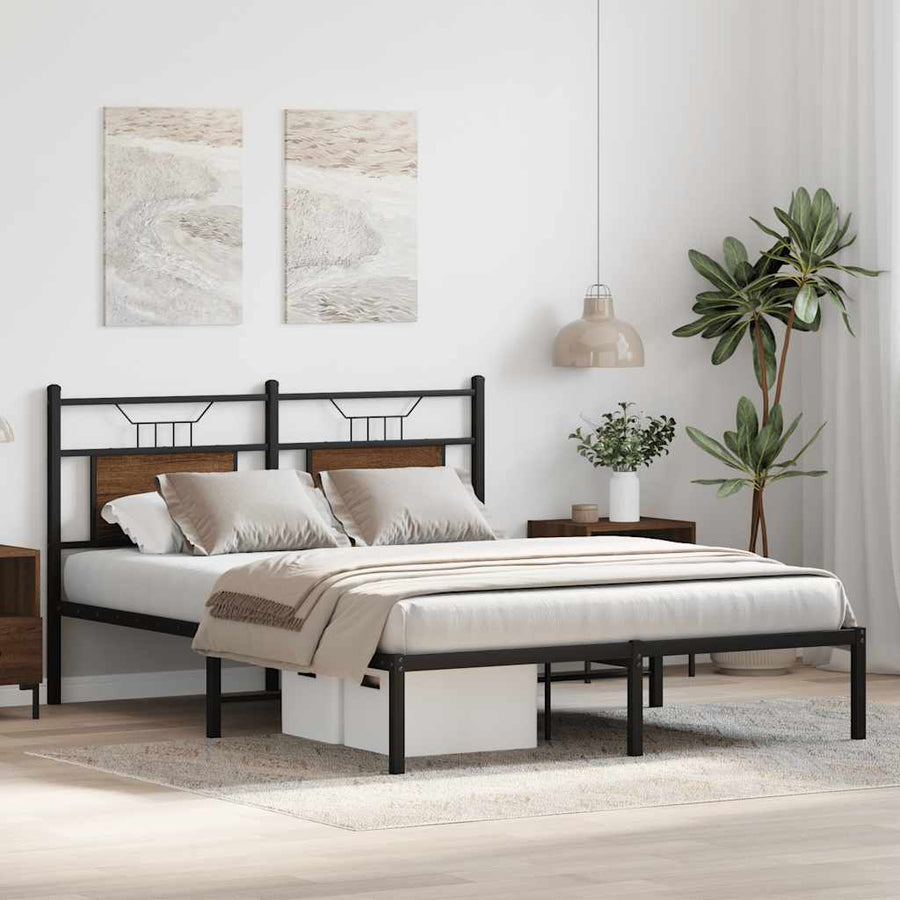 Bedframe zonder matras bewerkt hout bruin eikenkleur 137x190 cm