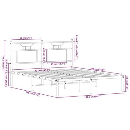 Bedframe zonder matras bewerkt hout bruin eikenkleur 137x190 cm