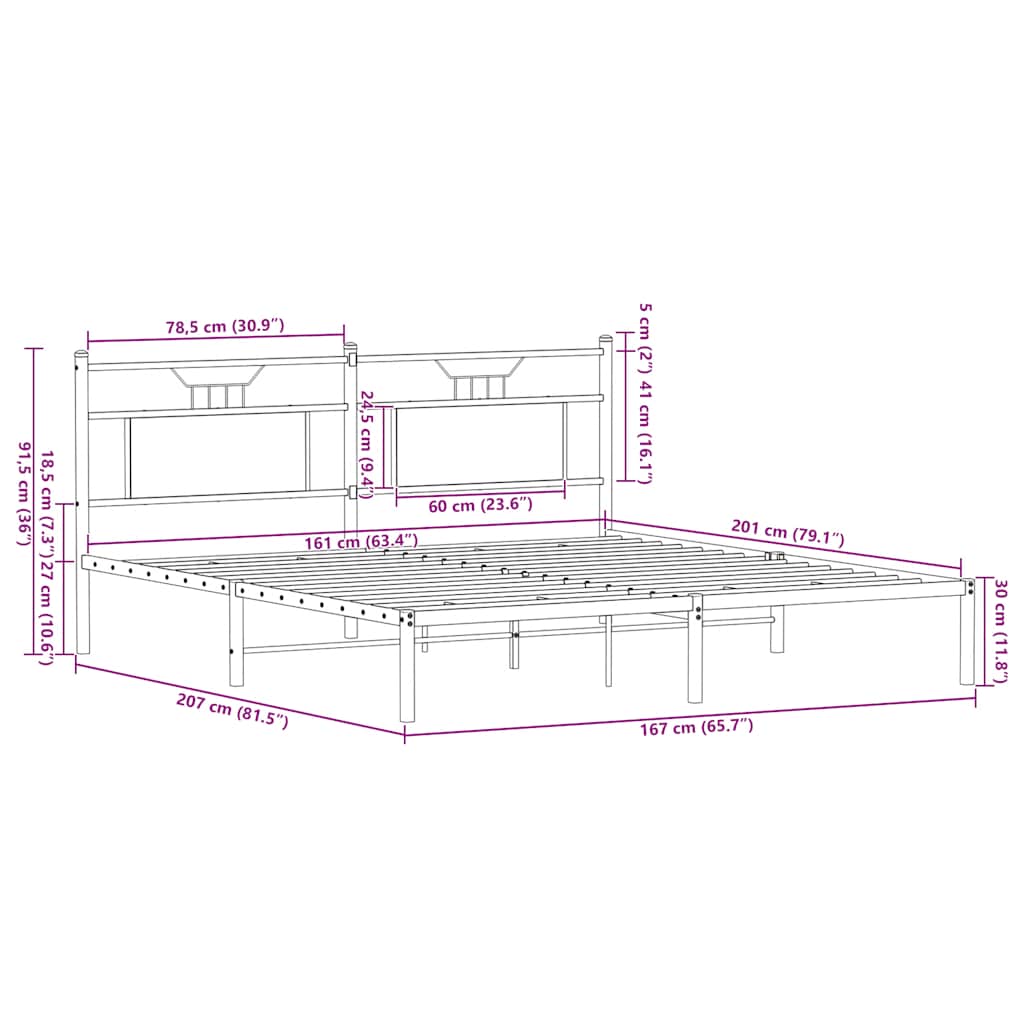 Bedframe zonder matras bewerkt hout bruin eikenkleur 160x200 cm